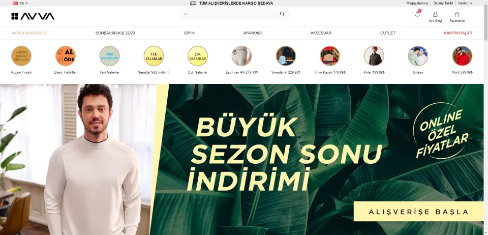 AVVA Online Alışveriş Sitesi | Erkek Giyim