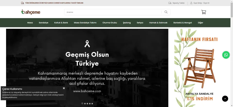 Bahçe mobilyaları bizim işimiz. Masa, sandalye, barbekü, şezlong, koltuk, bahçe takımı, oturma grupları ve dahası üretici fiyatları ile sitemizde.&nbsp;&nbsp;