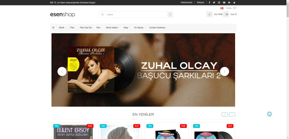esenshop.com | Müzik, Kitap ve Plak Mağazası