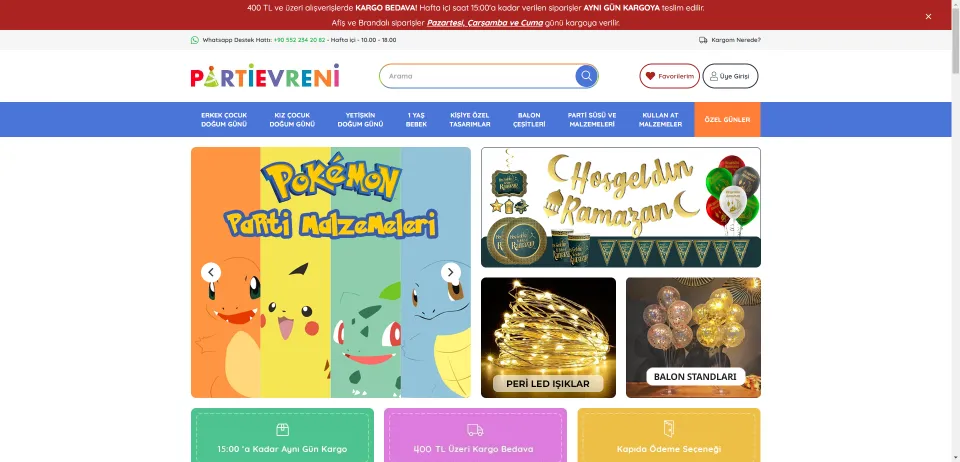 Parti Malzemeleri ve Doğum Günü Süsleri - Kapıda Ödeme