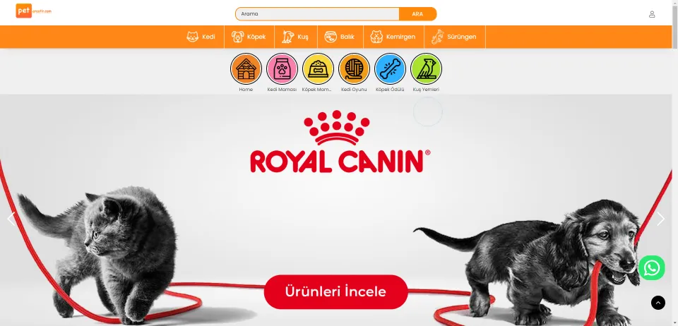 Kedi, Köpek, Kuş, Balık, Sürüngenler için Pet Shop Ürünleri | Petaraştır