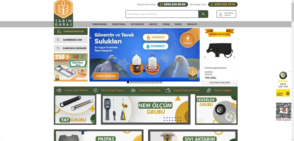 Tarım ve Hayvancılık Ürünleri - Ekipmanları | tarimgaraj.com