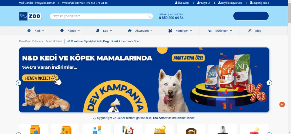 ZOO Pet Shop | En Büyük Online Evcil Hayvan Ürünleri Mağazası